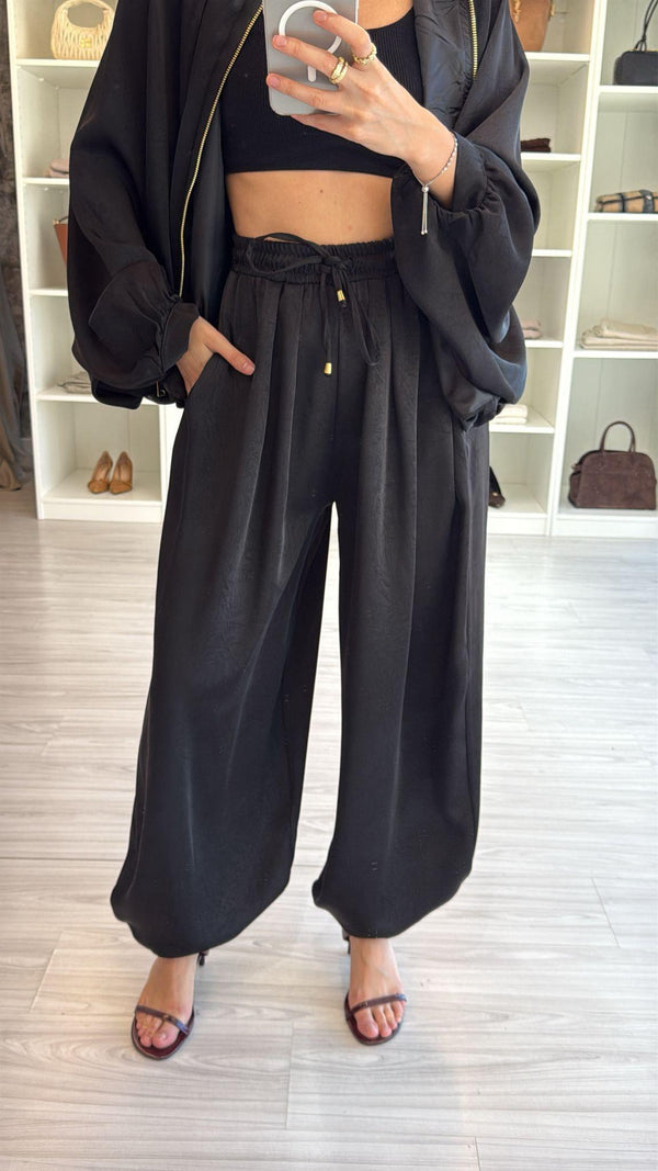 SİYAH PREMIUM SATEN ŞALVAR PANTOLON