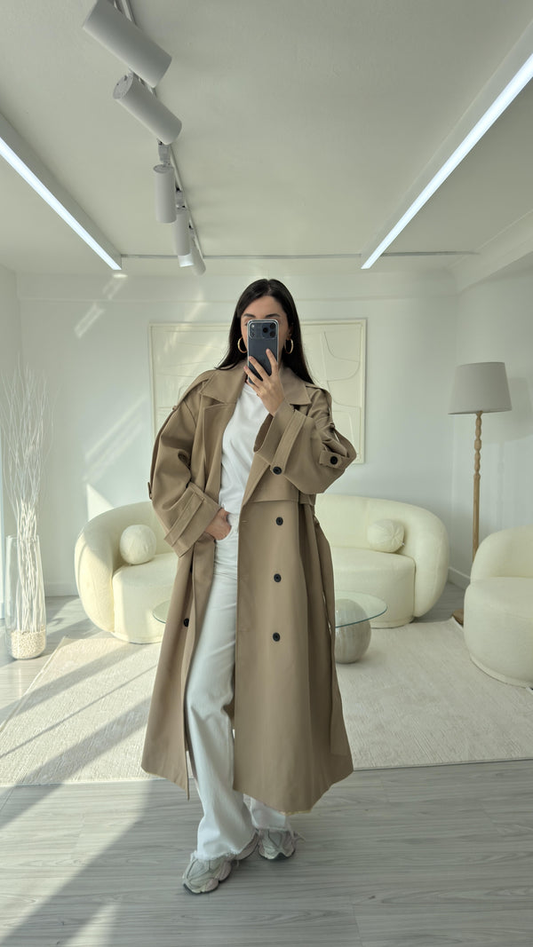 CAMEL OVERSIZE UZUN TRENÇKOT