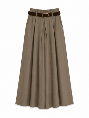 HAKİ KEMERLİ ETEK PANTOLON