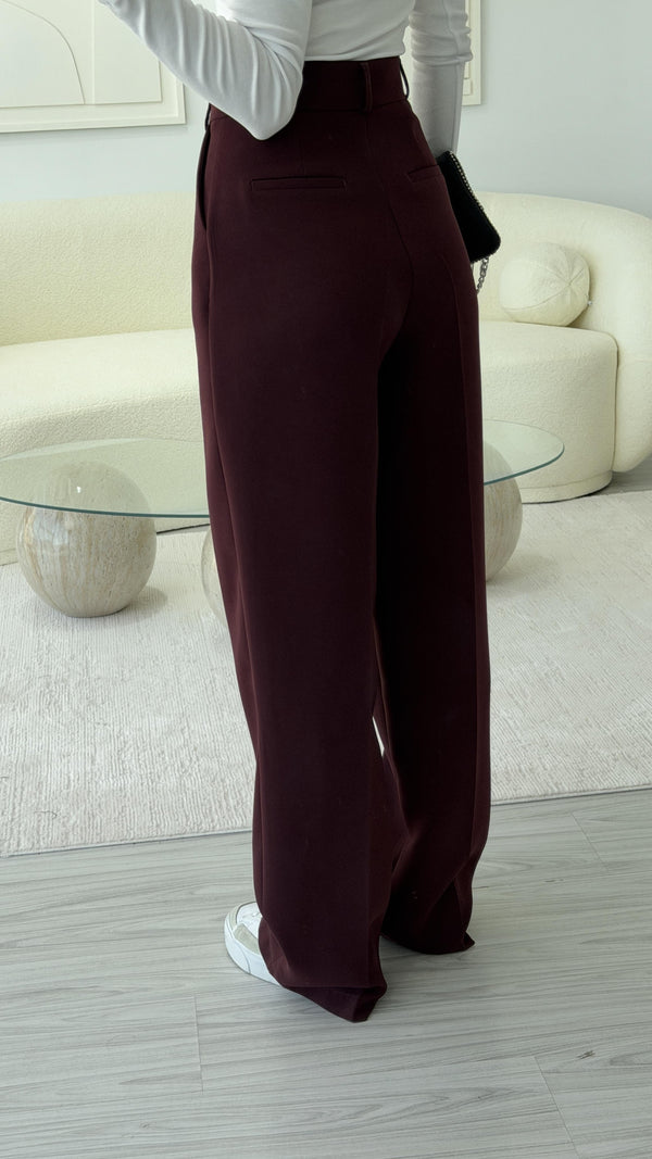 BORDO DÜZ KESİM TOK KUMAŞ PANTOLON