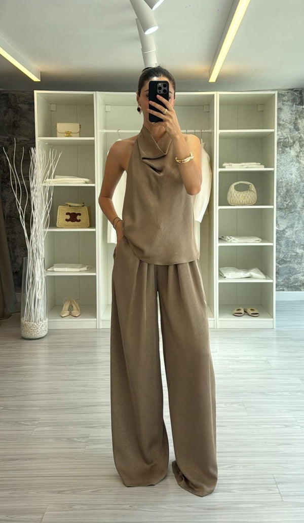 VİZON SATEN BLUZ PANTOLON TAKIM