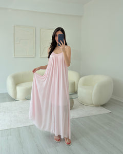 PEMBE PAMUKLU ELBİSE