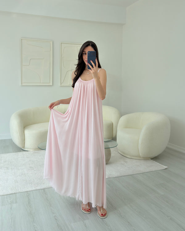 PEMBE PAMUKLU ELBİSE