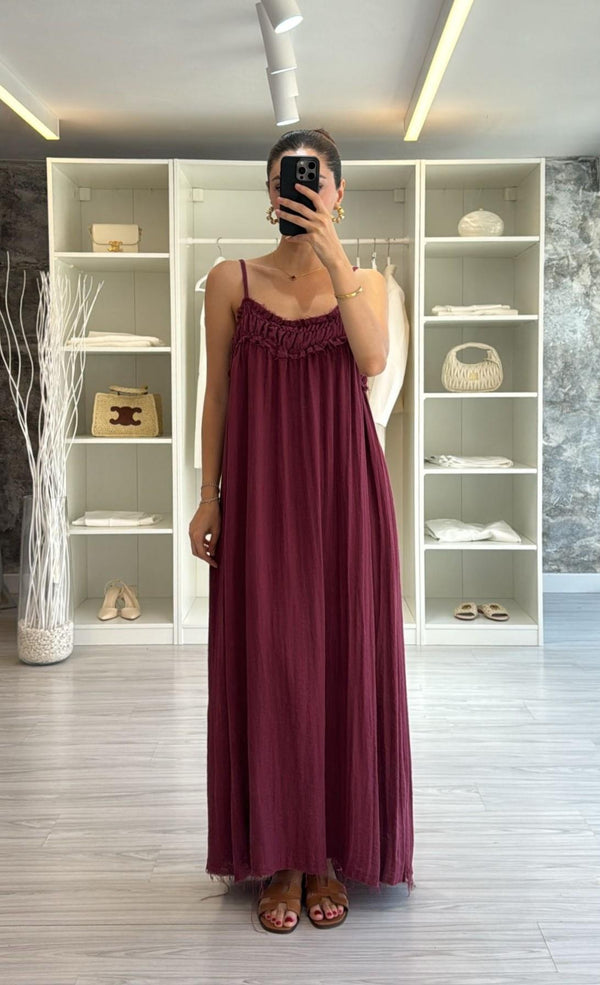 BORDO ÖZEL MARKA KUMAŞ ELBİSE