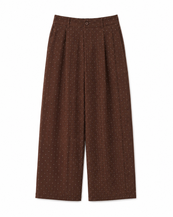 KAHVERENGİ BAGGY TAŞLI PANTOLON
