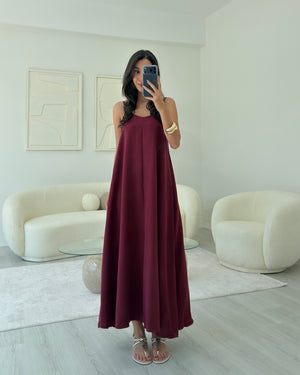 BORDO ASKILI MAXİ SALAŞ ELBİSE