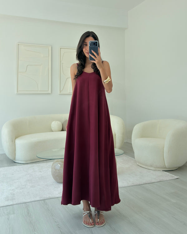 BORDO ASKILI MAXİ SALAŞ ELBİSE