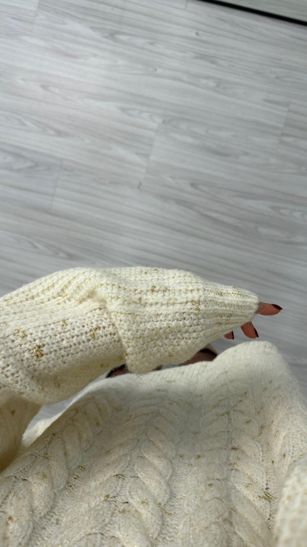 EKRU OVERSIZE SİMLİ KAZAK
