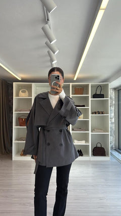 ANTRASİT OVERSIZE TRENÇKOT