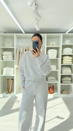 GRİ ALO ŞARDONLU SWEAT TAKIM