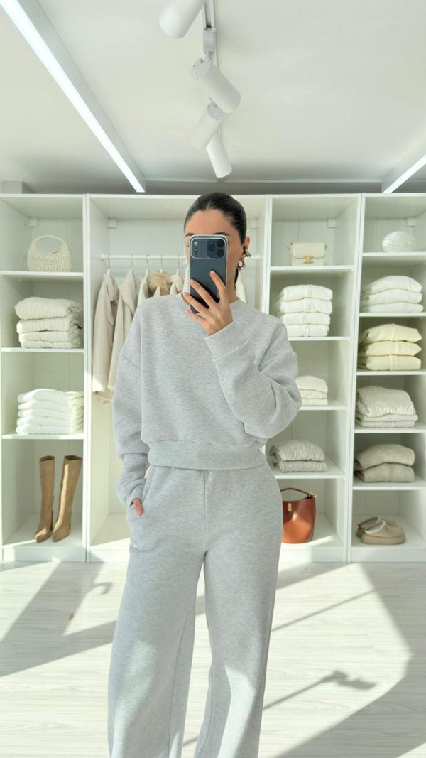 GRİ ALO ŞARDONLU SWEAT TAKIM