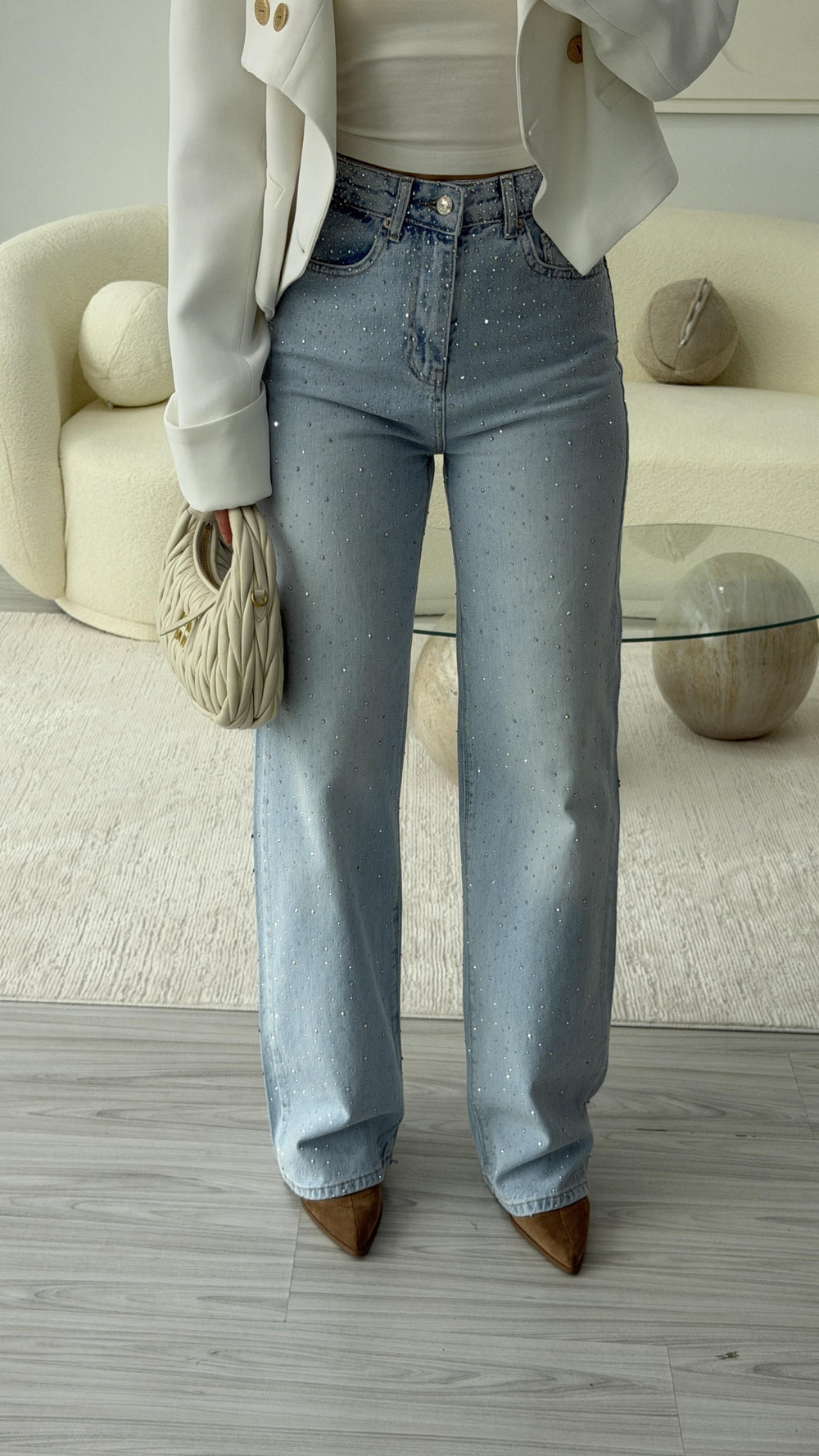 MAVİ TAŞLI WİDE LEG JEAN