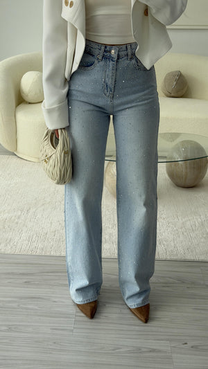 MAVİ TAŞLI WİDE LEG JEAN