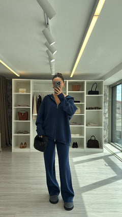 LACİVERT FERMUARLI TRİKO TAKIM