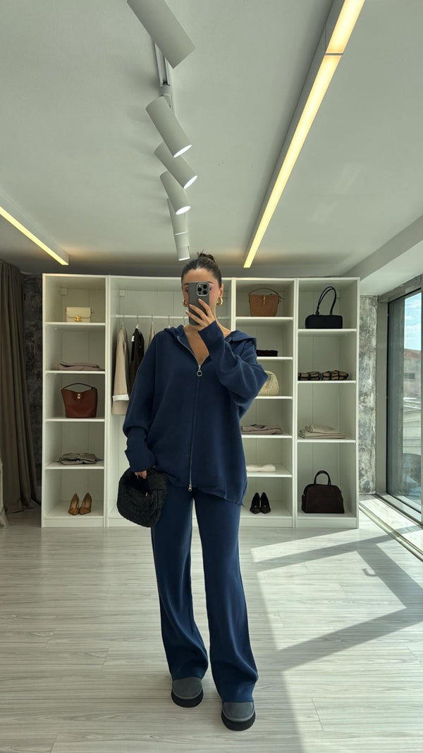 LACİVERT FERMUARLI TRİKO TAKIM