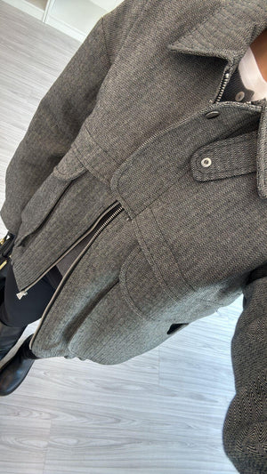 SİYAH OVERSIZE KIRÇILLI BOMBER CEKET