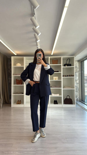 LACİVERT KEMERLİ PANTOLON