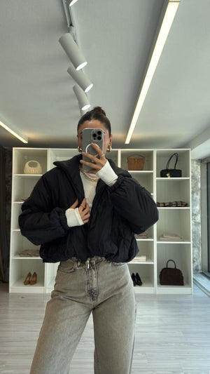 SİYAH OVERSIZE İNCE MONT