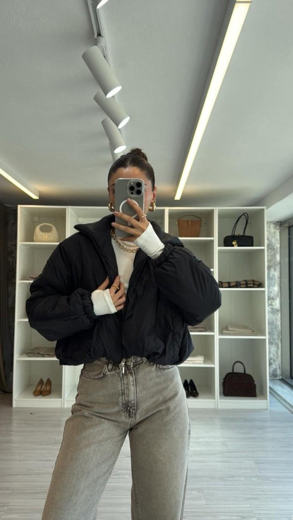 SİYAH OVERSIZE İNCE MONT
