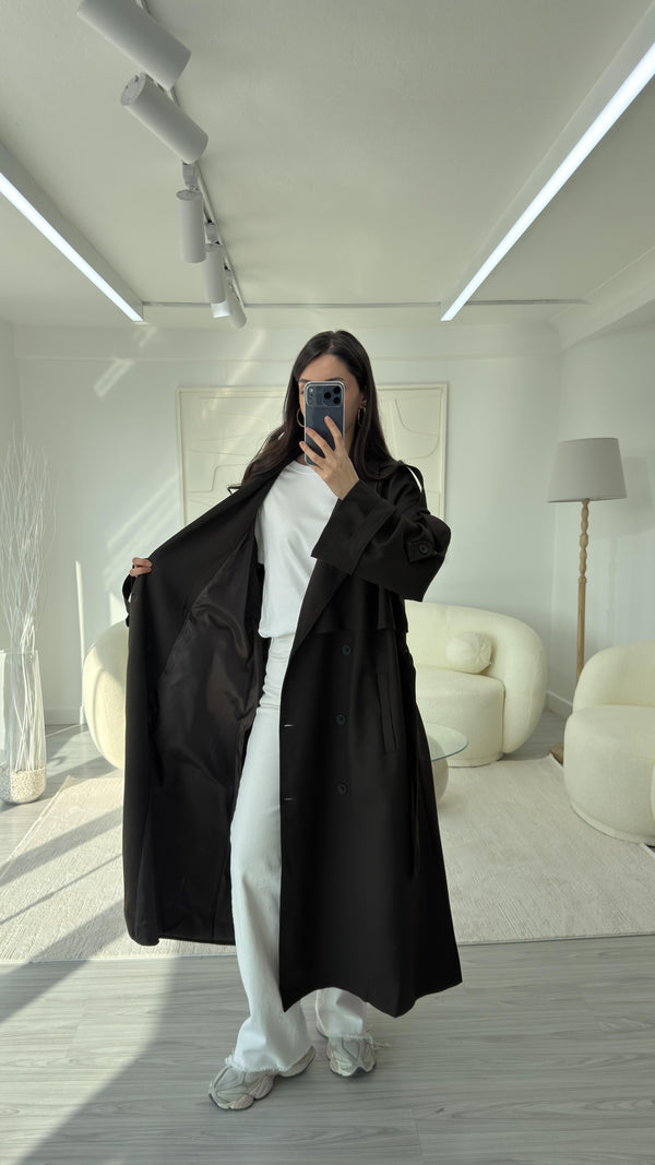ACI KAHVE OVERSIZE UZUN TRENÇKOT