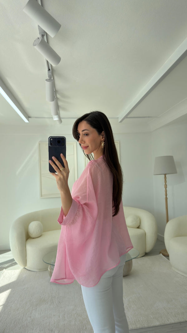 PEMBE ELİSE PELERİN ŞİFON BLUZ