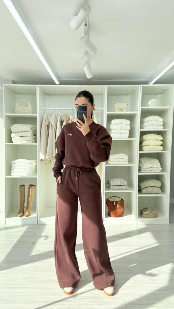 KAHVERENGİ ALO ŞARDONLU SWEAT TAKIM
