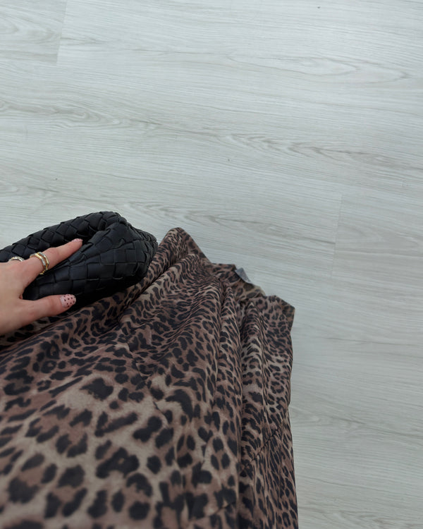 LEOPAR DESENLİ UZUN ELBİSE