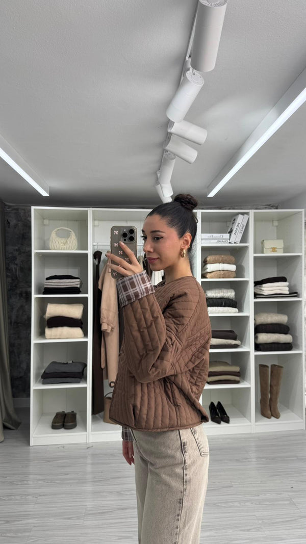KAHVERENGİ VERA OVERSIZE KAPİTONE CEKET