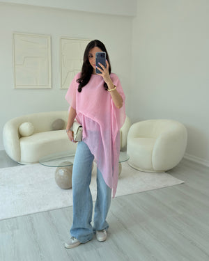 PEMBE PELERİNLİ BLUZ