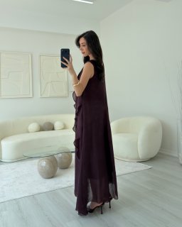 MÜRDÜM FIRFIRLI MAXİ ELBİSE