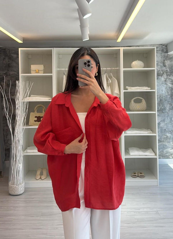 NAR ÇİÇEĞİ OVERSIZE TENSEL GÖMLEK