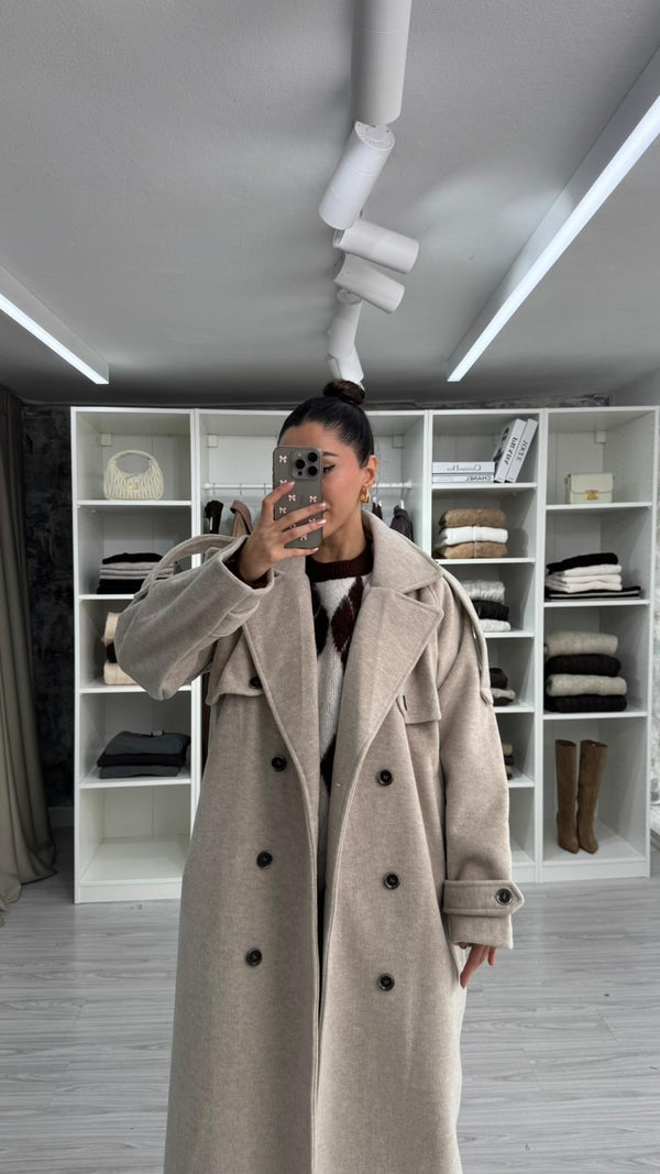 TAŞ NORA DÜĞMELİ OVERSIZE KABAN