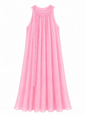 PEMBE YAKA DANTELLİ ELBİSE