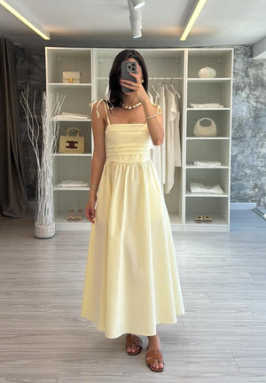 SARI POPLİN ELBİSE