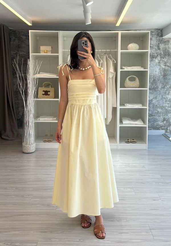 SARI POPLİN ELBİSE