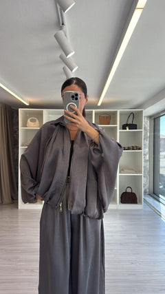 ANTRASİT PREMIUM SATEN BOMBER CEKET