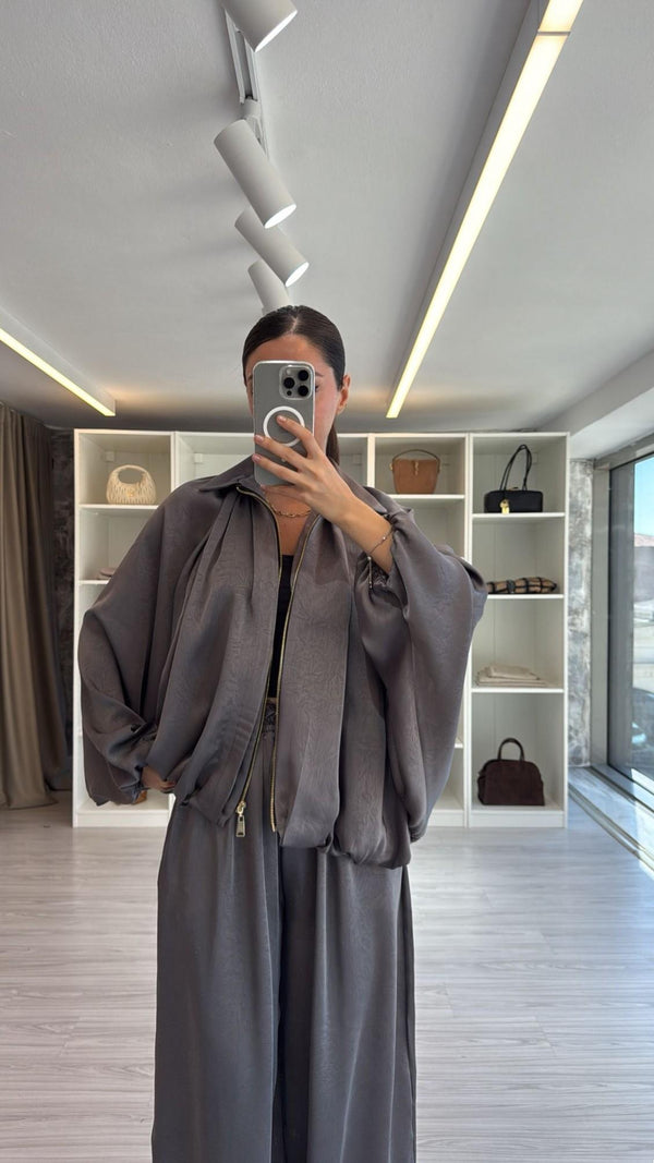 ANTRASİT PREMIUM SATEN BOMBER CEKET