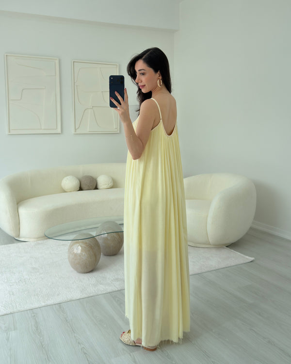 SARI PAMUKLU ELBİSE
