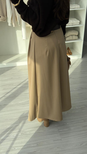 CAMEL KEMERLİ PİLELİ ETEK