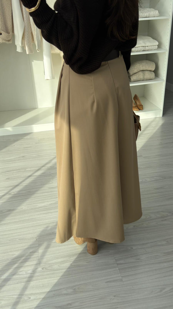 CAMEL KEMERLİ PİLELİ ETEK