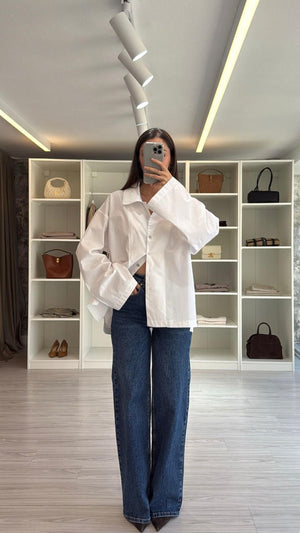 BEYAZ OVERSIZE POPLİN GÖMLEK