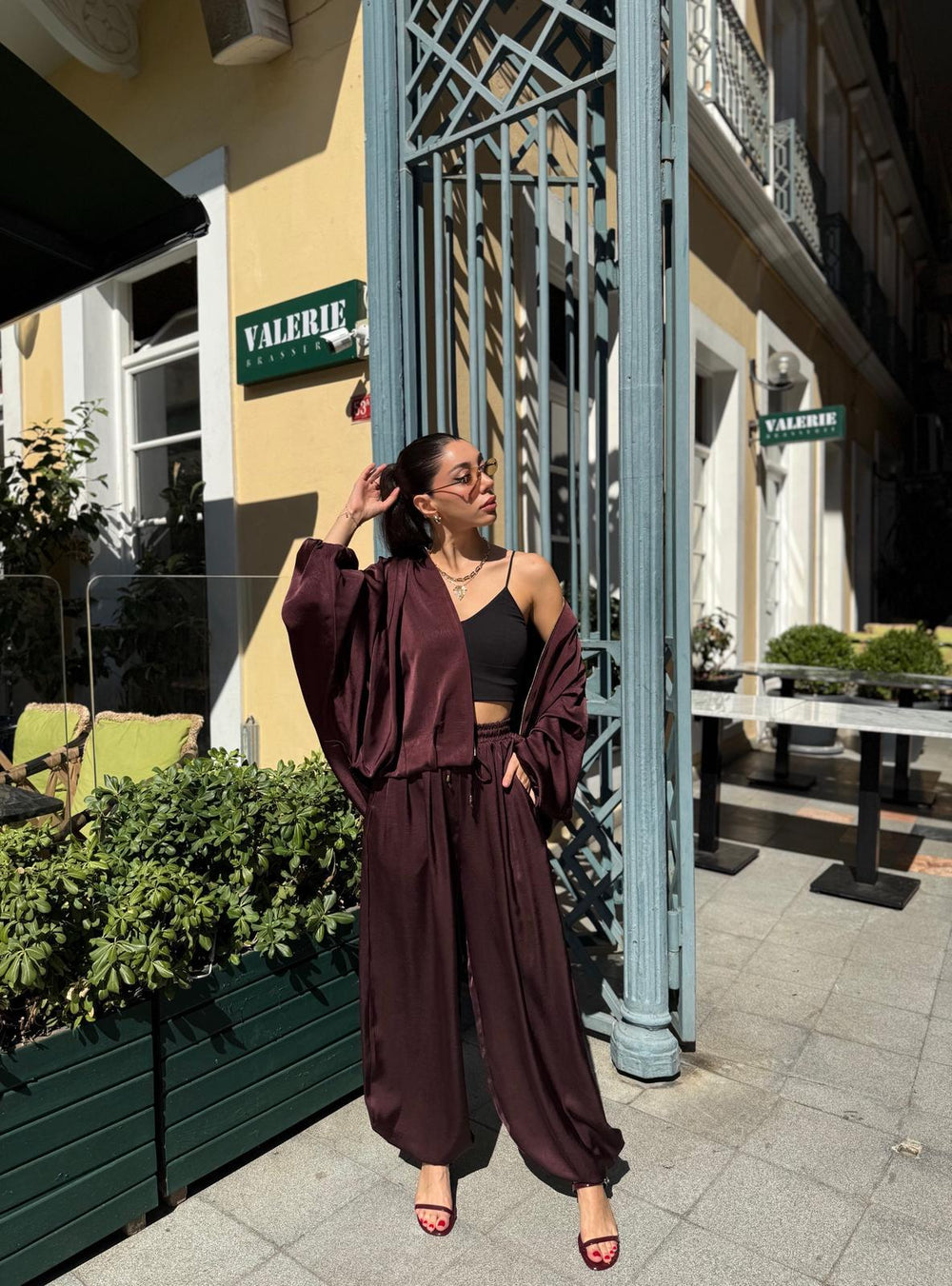 BORDO PREMIUM SATEN ŞALVAR PANTOLON