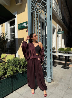 BORDO PREMIUM SATEN ŞALVAR PANTOLON