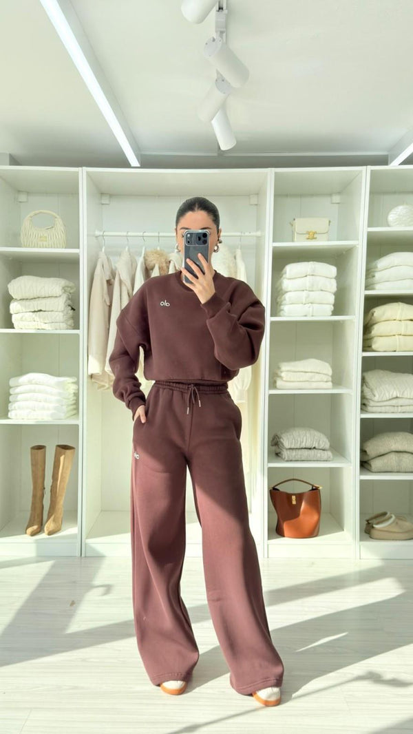 KAHVERENGİ ALO ŞARDONLU SWEAT TAKIM