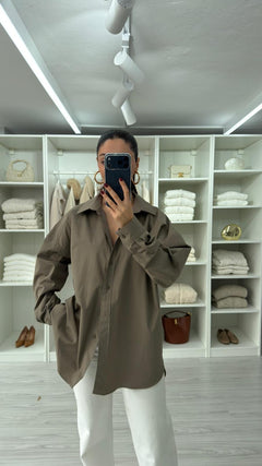 HAKİ ASTRE OVERSIZE POPLİN GÖMLEK