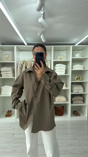 HAKİ ASTRE OVERSIZE POPLİN GÖMLEK