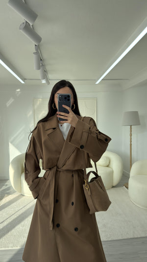 MOCHA OVERSIZE UZUN TRENÇKOT