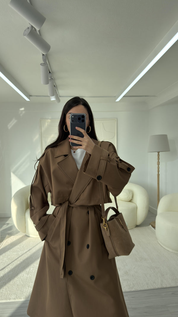 MOCHA OVERSIZE UZUN TRENÇKOT