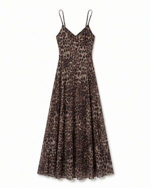 LEOPAR DESENLİ UZUN ELBİSE