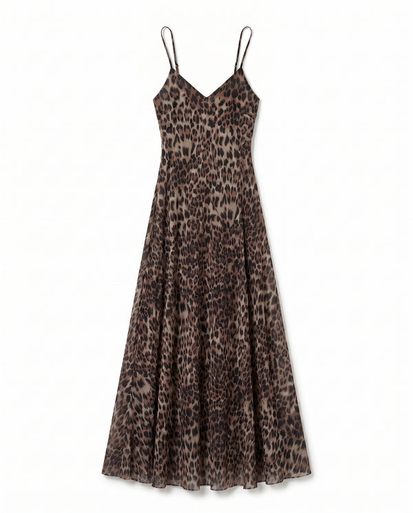 LEOPAR DESENLİ UZUN ELBİSE